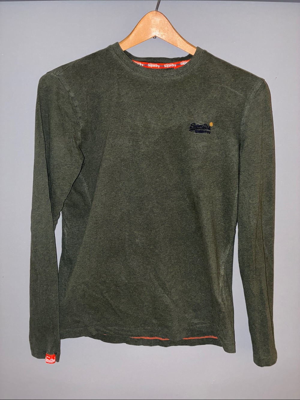Superdry Olive Green Long Sleeve Crew Neck Tee